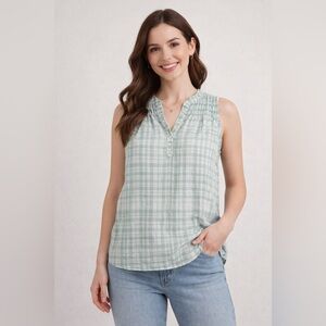 Eco-Friendly Organic Cotton Plaid Tank Top | Size XL
